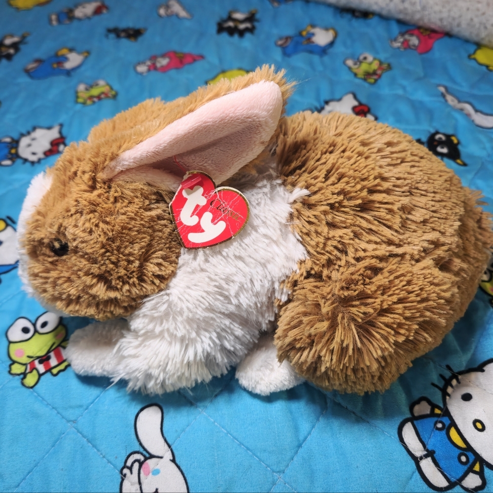 Large Ty Plush Bunny in Brown and White - Picture 2 of 5